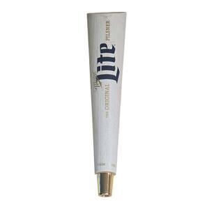 Miller Lite Beer-Tap Wood Bat Handle Miller Logo "A Fine Pilsner Beer" Coin